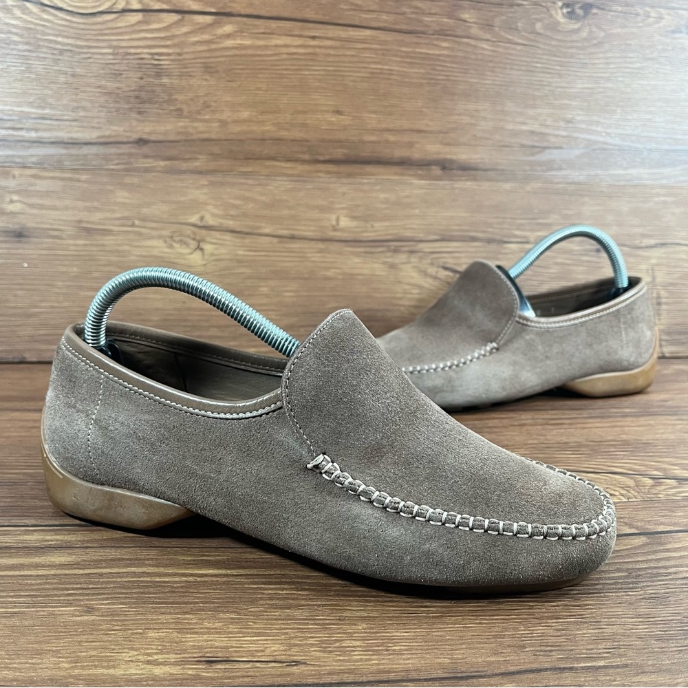 Salvatore Ferragamo Taupe Suede Slip-On Loafers Men’s Size 7 EE